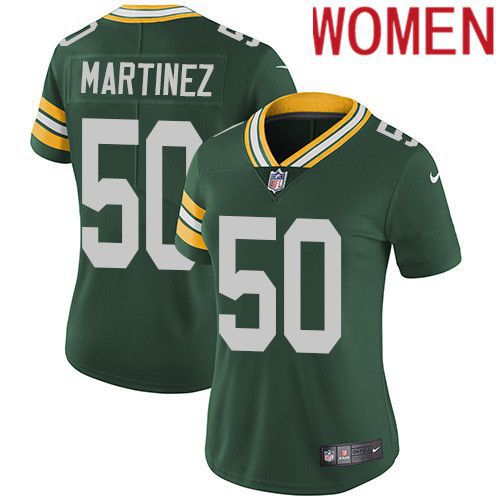 Women Green Bay Packers #50 Blake Martinez Green Nike Vapor Limited NFL Jersey->women nfl jersey->Women Jersey